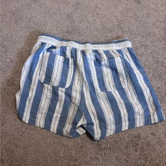 Old Navy Dimension Blue & White Striped High Waisted Textured Cotton Shorts - Picture 4 of 6